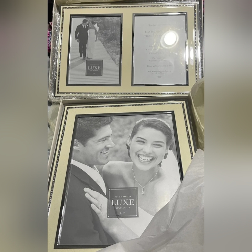 REED & BARTON LUXE COLLECTION Rhinestone Double Sided Picture Frame 5" X 7"